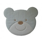 Iron-on Patch Teddy Bear Face  -  Light Blue and White Stripes